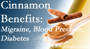 Aaron Chiropractic Clinic shares research on the benefits of cinnamon for migraine, diabetes and blood pressure.