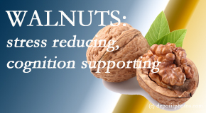 Aaron Chiropractic Clinic shares a picture of a walnut which is said to be good for the gut and lower stress.