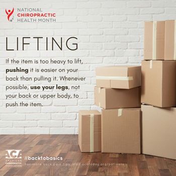 Aaron Chiropractic Clinic advises lifting with your legs.