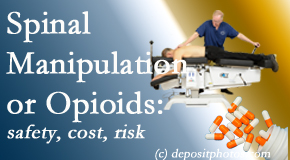 Aaron Chiropractic Clinic presents new comparison studies of the safety, cost, and effectiveness in reducing the risk of further care of chronic low back pain: opioid vs spinal manipulation treatments.