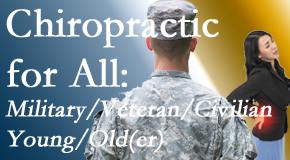 Aaron Chiropractic Clinic provides back pain relief to civilian and military/veteran sufferers and young and old sufferers alike!