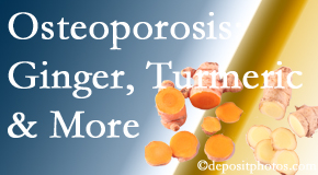 Aaron Chiropractic Clinic presents benefits of ginger, FLL and turmeric for osteoporosis care and treatment.