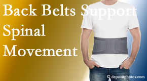 Aaron Chiropractic Clinic offers support for the benefit of back belts for back pain sufferers as they resume activities of daily living.