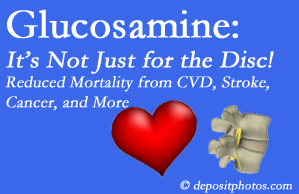 Fort Wayne health benefits from glucosamine use include reduced overall early mortality and mortality from cardiovascular issues.